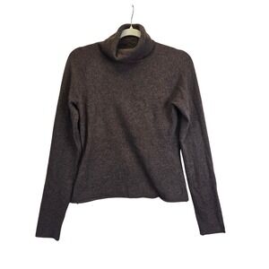 GENE MEYER 100% Cashmere Turtleneck Sweater Cropped Small Chocolate Brown Luxury